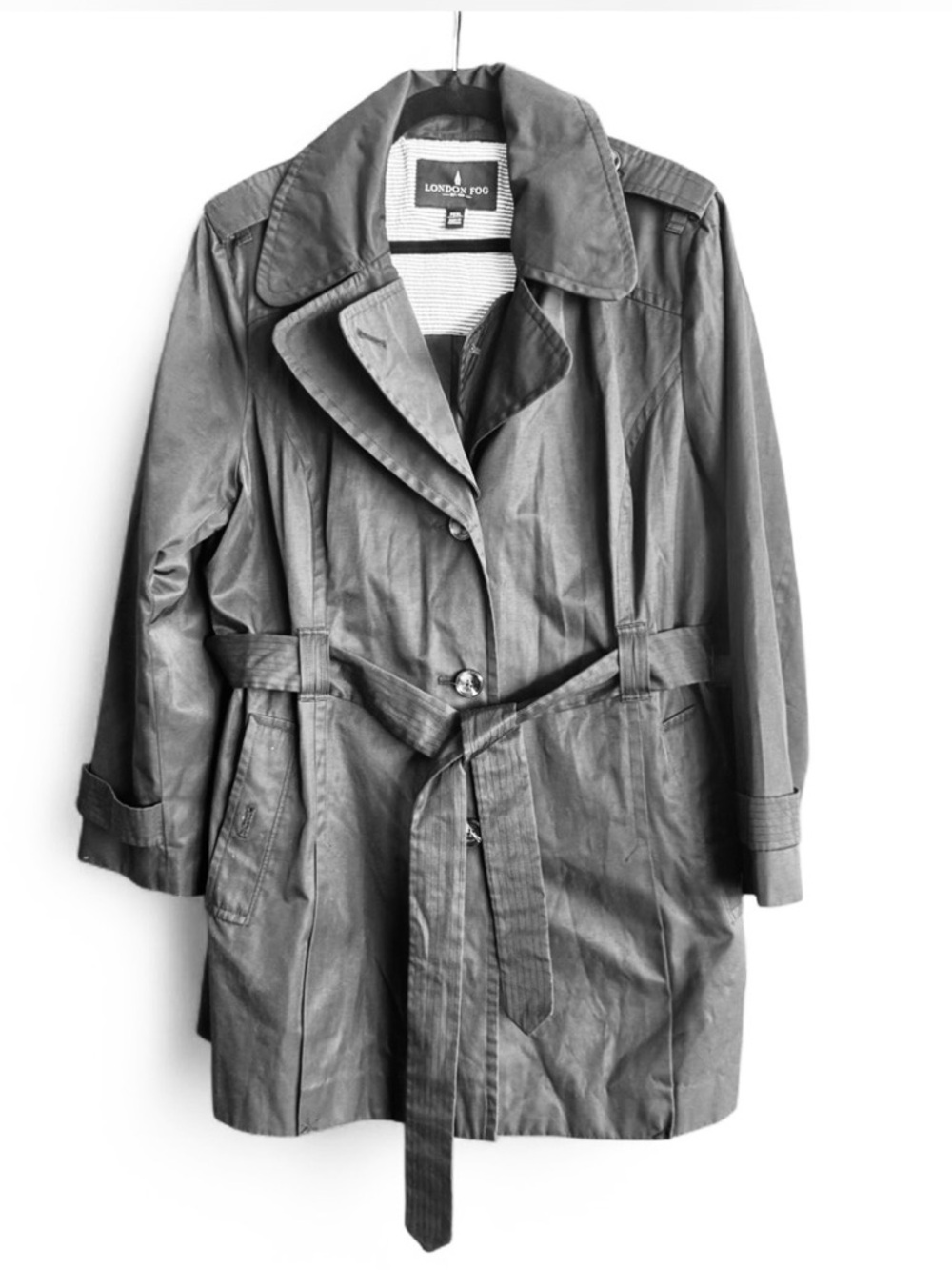 London Fog Black Trench Coat with Belt